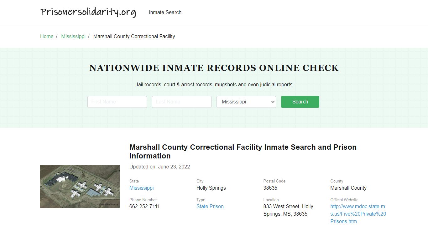 Marshall County Correctional Facility Inmate Search, Visitation, Phone ...