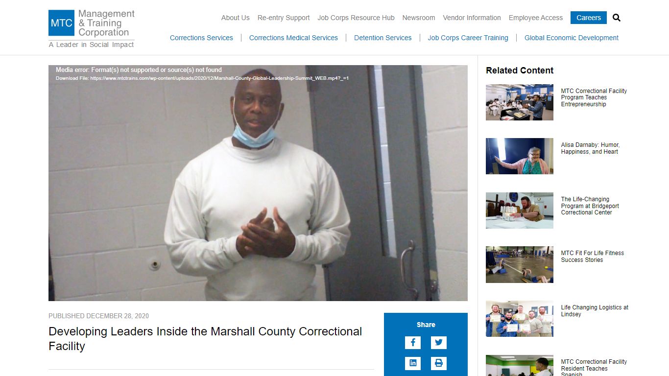 Developing Leaders Inside the Marshall County Correctional Facility